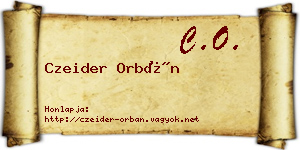 Czeider Orbán névjegykártya